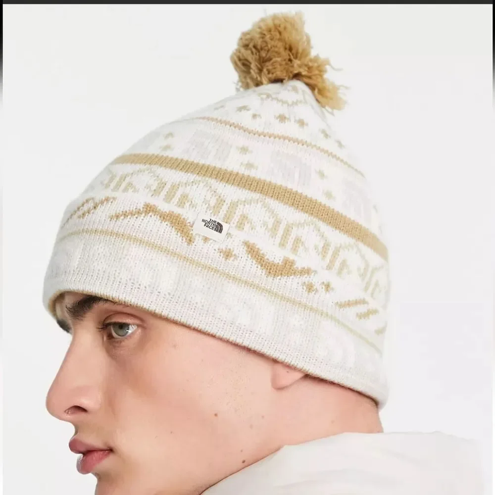 The North Face Fair Isle pom pom unisex winter beanie hat